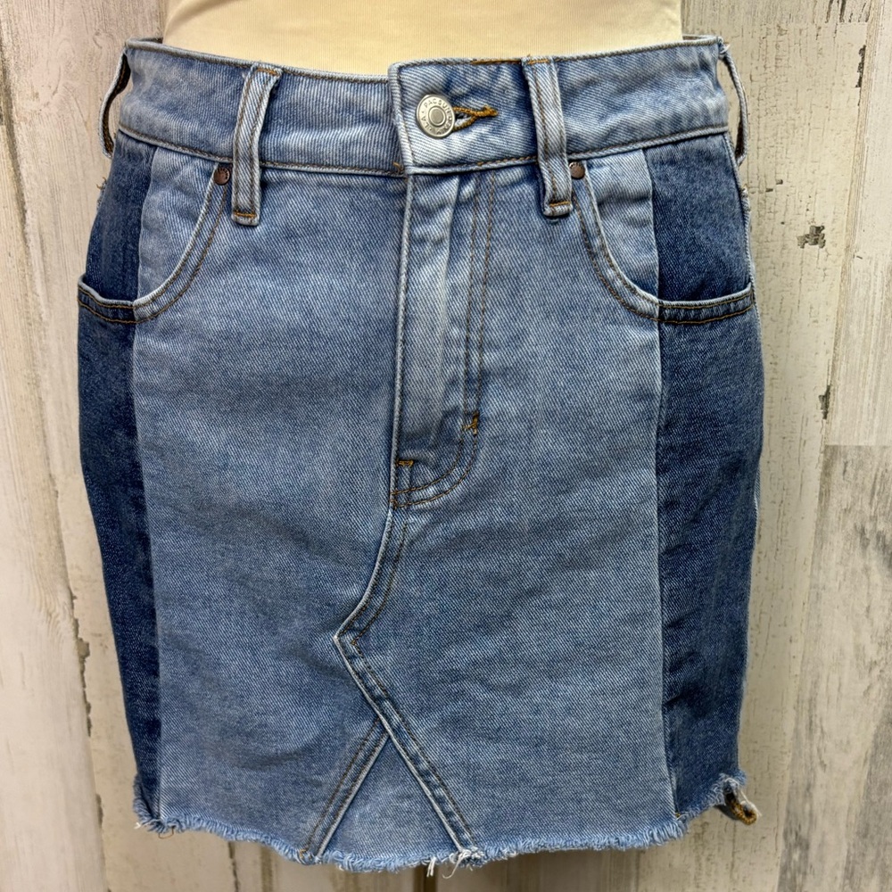 PacSun Two-Tone Blue Denim Mini Skirt